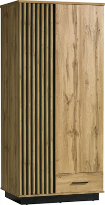 Produktbild von Furniture24 Kleiderschrank Lamelo LA1 Schrank 2 türiger Drehtürenschrank mit Kleiderstange und Schublade