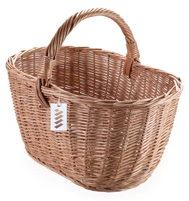 Produktbild von Wiklinowy Świat - Einkaufskorb geflochten Weidenkorb mir Henkel Picknickkorb Kartoffelkorb, Obstkorb Korb für Gemüse Füllkorb Geschenkkorb Gartenkorb Henkelkorb für Einkauf Pilzkorb