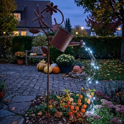 Produktbild von abc HOME | Gartenstecker Gießkanne | LEDs | Solarpanel | Lichtsensor | 80 cm H