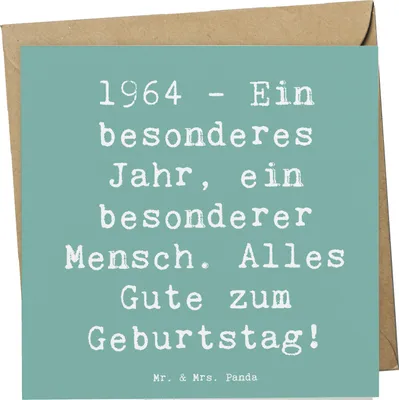 Produktbild von Mr. & Mrs. Panda Grußkarte Spruch 1964 Geburtstag - Meeresbrise - Geschenk, Glückwunsch, Happy Birthday, Klappkarte, Geburtstagsgeschenk, Geburtstagsgeschenke, faltkarte