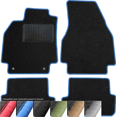 Produktbild von moto-MOLTICO Fußmatten Auto Velours Autoteppiche Schwarz Automatten Set 4-teilig passend für Renault Scenic IV ab 2016 (Blaue - Ziernähte)