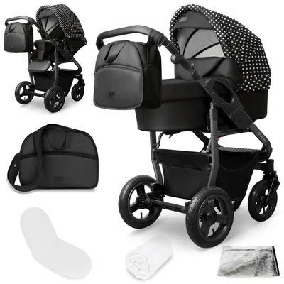 Produktbild von Bergsteiger Capri Kombikinderwagen 2-in-1 ohne Babyschale – Babywanne & Sportsitz, Luftreifen, Federung, höhenverstellbarer Griff, faltbar, Zubehör