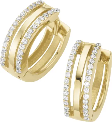 Produktbild von Creolen Luigi Merano durchbrochen mit Zirkonia, Gold 375 Gold Onesize