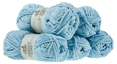 500g Strickgarn Samet Soft Chenille hellblau