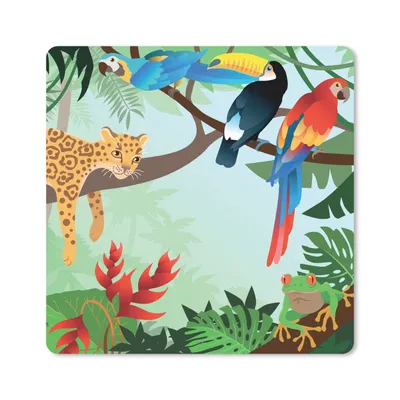 Produktbild von MuchoWow® Mauspad Mousepad Dschungeltiere - Tukan - Jungen - Mädchen - Leopard 20x20 cm - Mousepads - Maus Mat - Pad - Mausunterlage - Desk Mat - Bureauartikeln