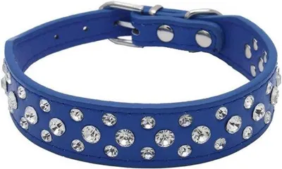 Produktbild von Halsband kunstleer strass steentjes für Hunde und Katzen, Maß S, schwarz