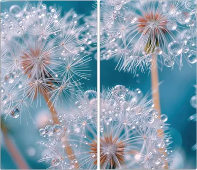 Produktbild von Spritzschutz Herdabdeckplatte Schneidebrett aus Glas Wassertropfen Pusteblume 2-Teilig (60x52cm)