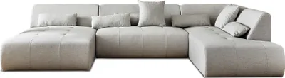 Image de Lisa Design Onyx - canapé panoramique d'angle droit 7 places - en tissu , Gris clair