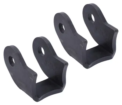 Image de 1 paire de supports d'amortisseurs à souder en acier, à performance améliorée, courbés, pour essieu de voiture, destinés aux remorques tout-terrain et aux berlines