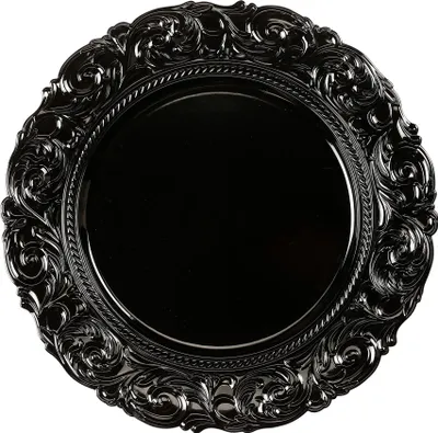 Produktbild von Dekoteller 33cm Kunststoff mit prunkvollem Muster - Schwarz