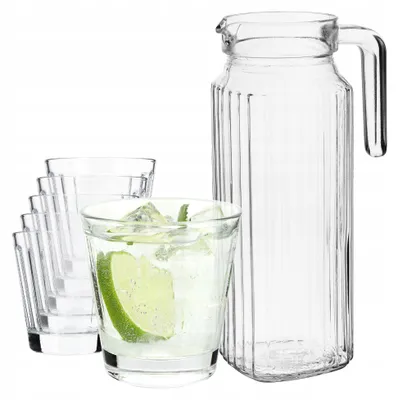Produktbild von Kadax Glaskaraffe Set 1,1L mit 6 Gläsern für Saft