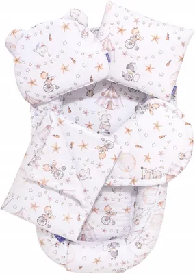 Obrázek produktu pro Jukki hnízdečko pro miminko 5dílná sada Comfort 100x55 cm s matrací, dekou a polštářem – Candy Circus