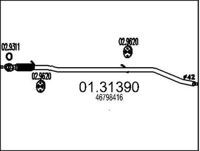 Produktbild von MTS 01.31390 Vorschalldämpfer Schalldämpfer für FIAT PUNTO (188)