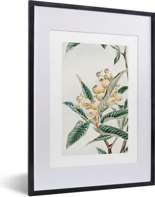 Produktbild von MuchoWow® Gerahmtes Poster Blätter - Beere - Vintage - Japanisch 30x40 cm - Poster mit Schwarzem Bilderrahmen Wandposter Rahmen Foto Bilder - Wandposter Schlafzimmer