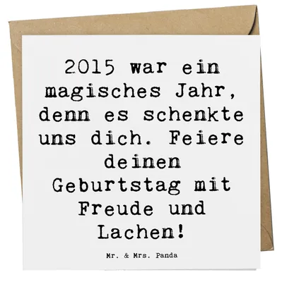 Produktbild von Mr. & Mrs. Panda Grußkarte Spruch 2015 Geburtstag - Weiß - Geschenk, Einzigartige Geschenke, Glückwunschkarte, Feiern, doppelkarte, Happy Birthday, Klappkarte, faltkarte
