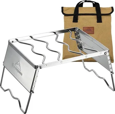 Produktbild von Famanu Campinggrill 304 Edelstahl - Winddicht, höhenverstellbar, mit Tragetasche