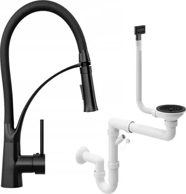 Immagine prodotto di Miscelatore Nexo + Sifone rettangolare nero Manuale 1Kom
