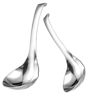 2 Edelstahl-Suppenlöffel mit Ausgießtülle, 19,5 cm