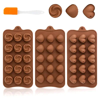 3er-Set Silikon-Schokoladenformen, BPA-frei, antihaftbeschichtet