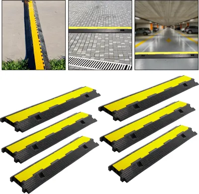 Obrázok produktu pre Jayseuw 6 kusov káblový mostík káblový tunel hadica ochrana kábla rohož 2 kanálová rampa