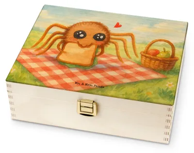 Produktbild von Mr. & Mrs. Panda Teebeutel Aufbewahrung Spinne Agathe Sandwich Design - Weiß - Geschenk, Glück, Lebensfreude, Teedose, für Paare, Hungrig, Tee Box, Mut, Teebox, Hunger