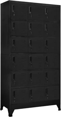 Produktbild von Schließfachschrank 18 Fächer Wertfachschrank Fächerschrank Spind Metallschrank Metallspind Schließfach Umkleideschrank Büroschrank Schwarz 90x40x180 cm