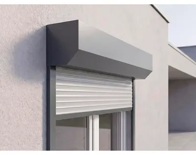 Produktbild von ARON Vorbaurollladen Alu grau 900 x 1865 mm Kasten Aluminium Anthrazitgrau RAL 7016 Gurtzug Rechts