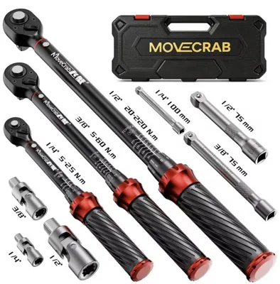 Produktbild von Movecrab Drehmomentschlüssel Set Auto 1/4" 1/2" 3/8" 5-25NM 5-60NM 20-220NM