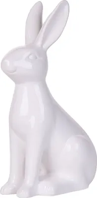 Produktbild von BELIANI Dekofigur Weiß Keramik Hasenform 26 cm Osterdekoration Osterdeko Dekoration für Wohnzimmer