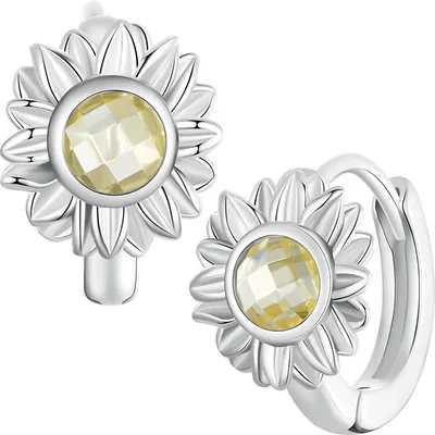 Produktbild von Silberne Ohrringe, Blumenohrringe, Sonnenblumen-Ohrringe, Silber 925, Trusky-Ohrringe