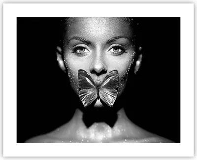 Produktbild von Poster - Poster ohne Rahmen - Frau Schmetterling Mund - 50x40 cm - Wand Bild - Wanddeko - Wandbilder - Kunstposter - Wandposter - Bilder - Kunstdruck - Wanddekoration - Wandbild - P2XAA50x40-4637