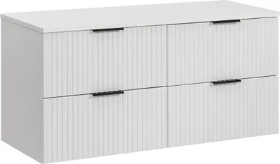 Produktbild von Waschtischunterschrank 120 cm weiß matt mit gerillter Front, 4 Softclose-Auszüge, ADELAIDE-56-WHITE