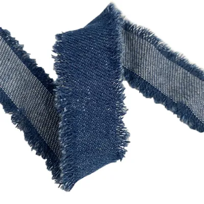 Productafbeelding van Denim Band met Franje 2.5m voor Decoratie