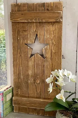 Produktbild von Landhaus Fensterladen Stern nuss, Shabby antique chic Handgefertigt