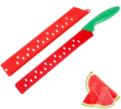 Wassermelonenschneider aus Edelstahl, 43,5 cm, mit Scheide, rot