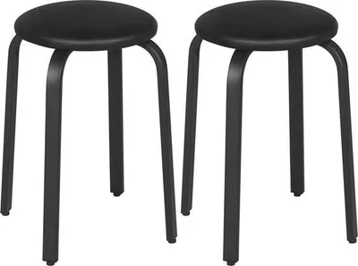 Image de Lot de 2 tabourets - Tabourets de cuisine - Noir - 29 x 47 cm (L x H)