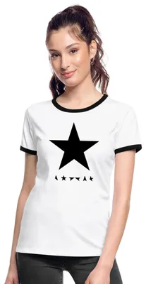 Produktbild von Spreadshirt David Bowie Blackstar Album Cover Frauen Kontrast T-Shirt, S, Weiß/Schwarz