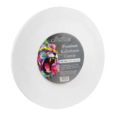 Produktbild von Cretacolor Keilrahmen - 30 cm rund - 1 Stück - Premium Malleinwand auf Holzrahmen 2 cm - Baumwollbespannung für Acryl, Öl & Mixed Media
