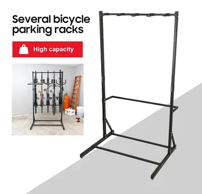 Immagine prodotto di Supporto per biciclette - Portabiciclette verticale autoportante - Capacità: 5 biciclette - 5 ganci robusti - Portata: 136 kg - Adatto per biciclette da corsa, mountain bike e bici ibride