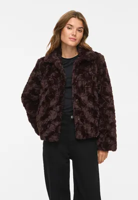 Produktbild von VILA Stilvolle Jacke Kunstfell Langarm Knopfleiste Unifarben  Größe: 36