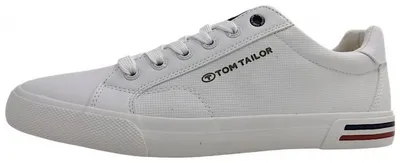 Image de Tom Tailor : Chaussures de sport pour hommes, lacets, couleur blanche, style décontracté