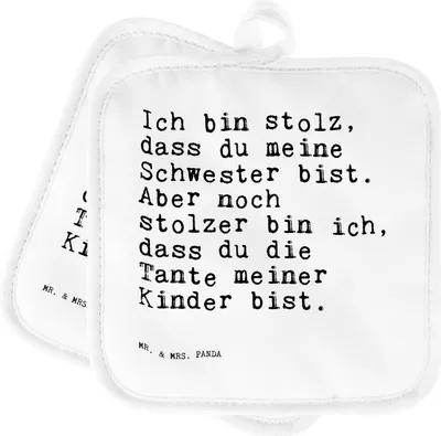Produktbild von Mr. & Mrs. Panda Topflappen Ich bin stolz, dass... - Weiß - Geschenk, Set, Nichte Geburt, Topfuntersetzer, Ofenlappen, Tante, schöner Spruch, topfhalter, Sprüche, Neffe