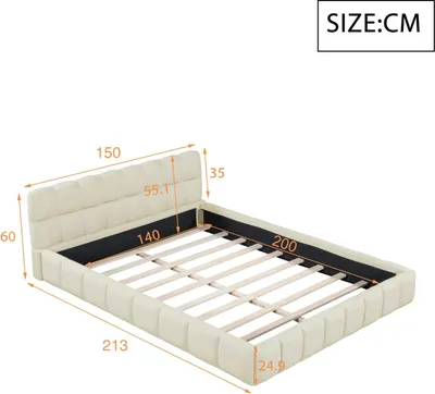 Zdjęcie produktu dla Łóżko tapicerowane – łóżko podwójne 160×200 cm – z schowkiem – tapicerowanym zagłówkiem – stelażem z listew – imitacją lnu – bez materaca – ciemnoszare