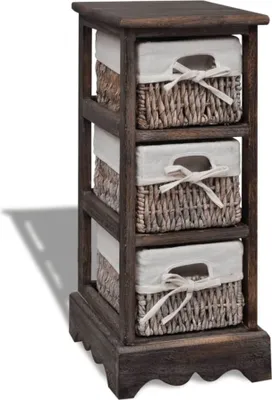 Produktbild von Korbregal Holz mit 3 Körben Braun