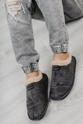 Produktbild von Panduf Hausschuhe Hüttenschuhe mit rutschfester Sohle Grau 40/41