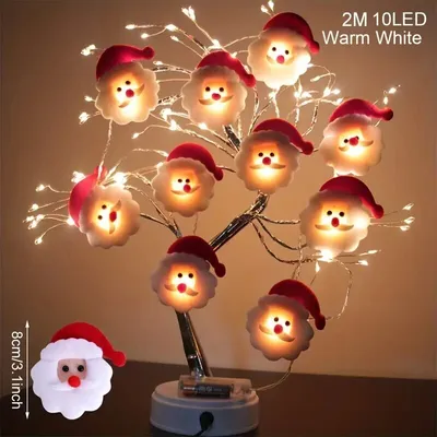 Produktbild von 108LED Baumlicht künstlicher Baum USB-betriebener Touch-Schalter weißes warmes Licht Baumlicht (108LED Baumlicht + Weihnachtsmann-Lichterkette)