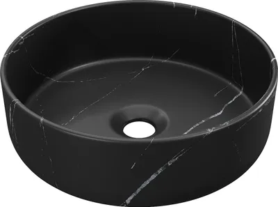Produktbild von Aufsatzwaschbecken rund - Schwarz - Marmor-Optik - Keramik - 36 cm - VIAMARBA