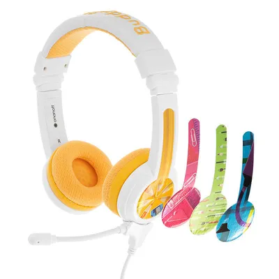 Zdjęcie produktu dla BuddyPhones School+ słuchawki przewodowe dla dzieci, 85 ±3dB, 20 Hz - 20 kHz, 3,5 mm, 1,4 m, żółte