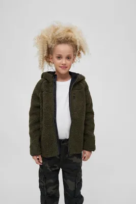 Produktbild von Brandit Kinder Teddyfleece Outdoorjacke Kapuzen Größe 134/140 Farbe Oliv