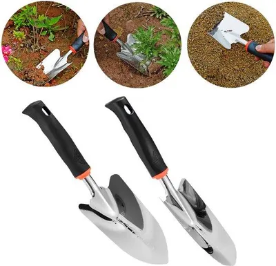 Productafbeelding van Ibenzoa® Tuinschep set van 2 – kleine plantlepel van roestvrij staal met ABS antislip handvat, lichte tuinschep voor kinderen